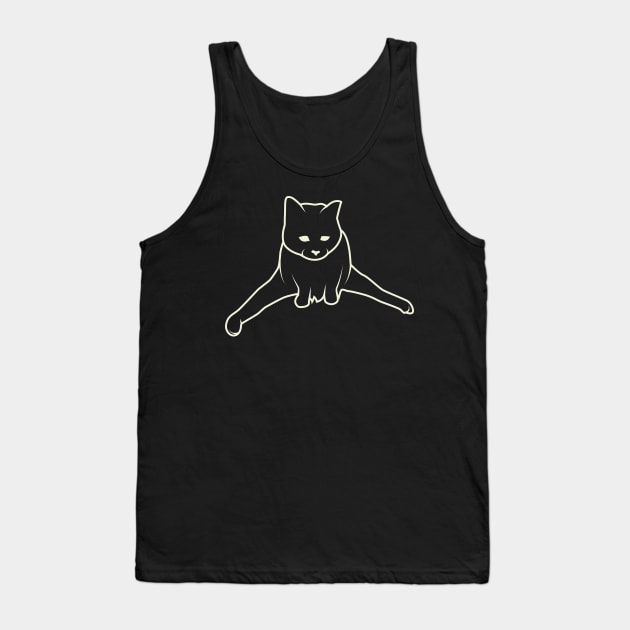 Lineart Cute Yoga Cat Meme Tank Top by crissbahari